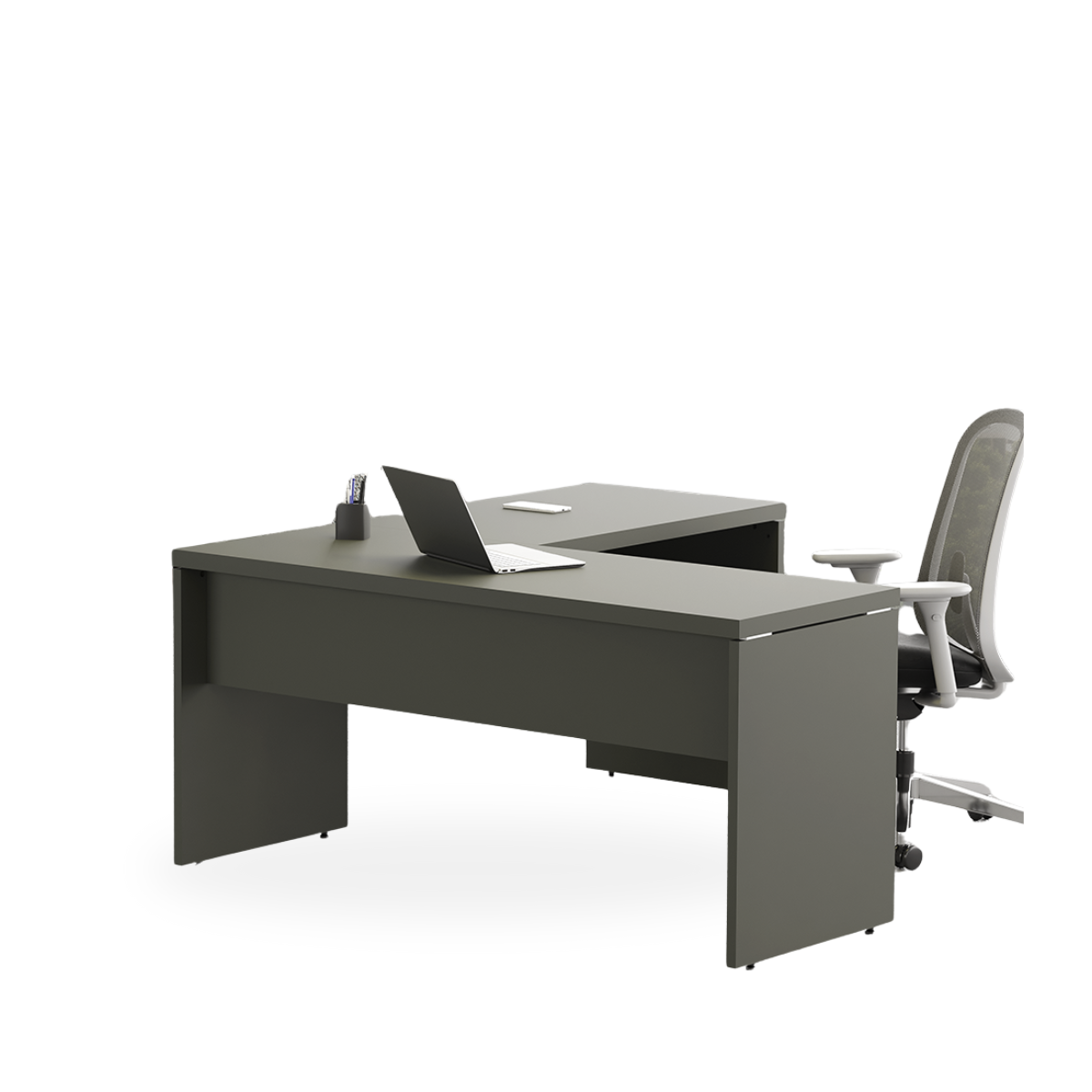 Conjunto de Mesas Diretiva em L com Pe Painel