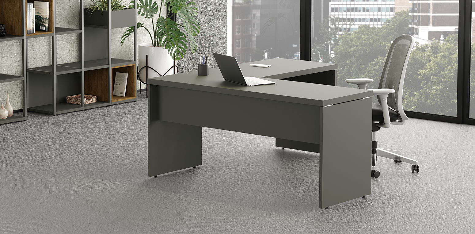 Mesa em L para Escritório, linha Impact Marzo Vitorino