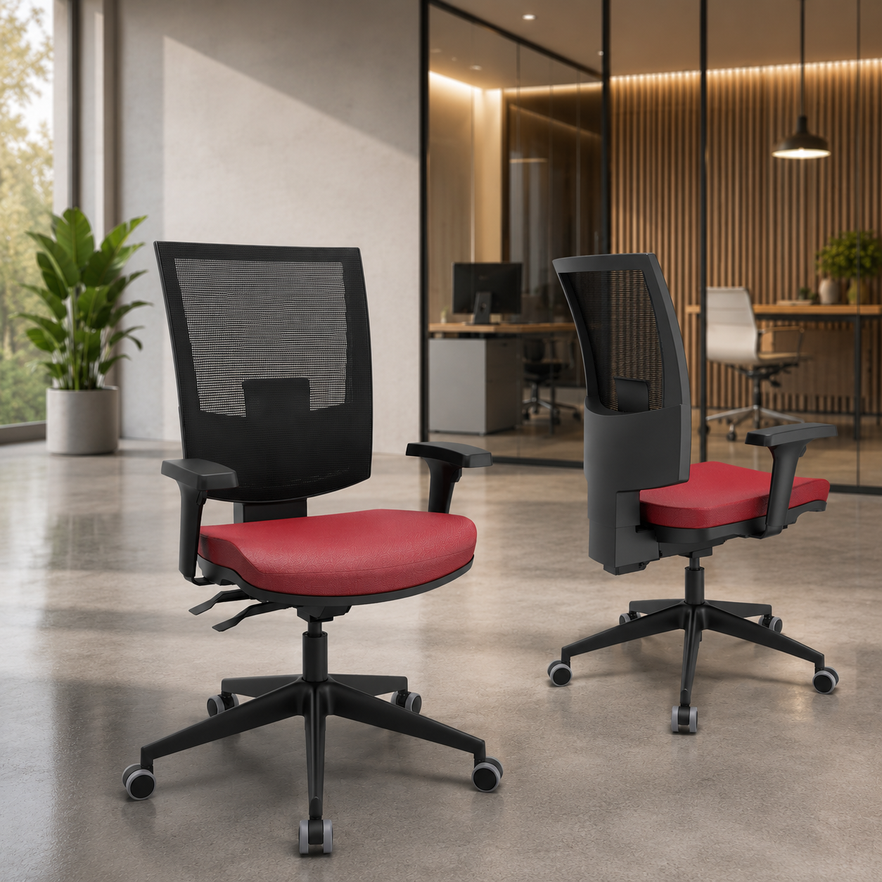 Cadeiras para escritório ergonômicas com regulagem de altura e conforto para ambientes corporativos